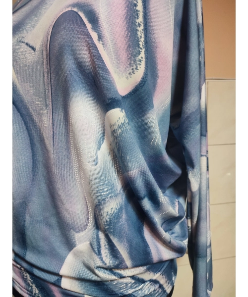 Wzorzysta bluzka Oversize z lejącego materiału - piasek pustyni